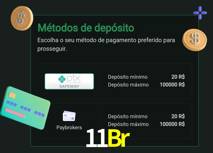 O cassino 11Br oferece uma grande variedade de métodos de pagamento